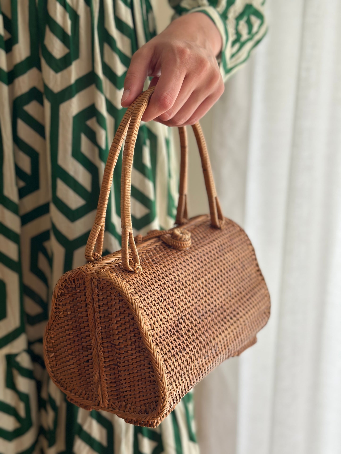 Bali Rattan Handbag - Guava