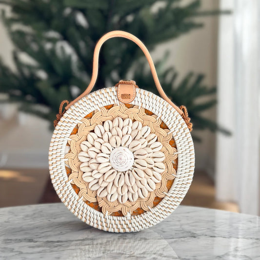 BALI SEASHELL RATTAN CROSSBODY BAG