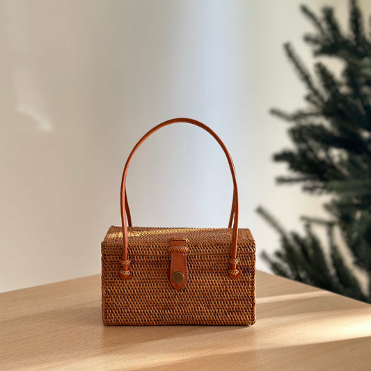 Bali Rattan Handbag - Square