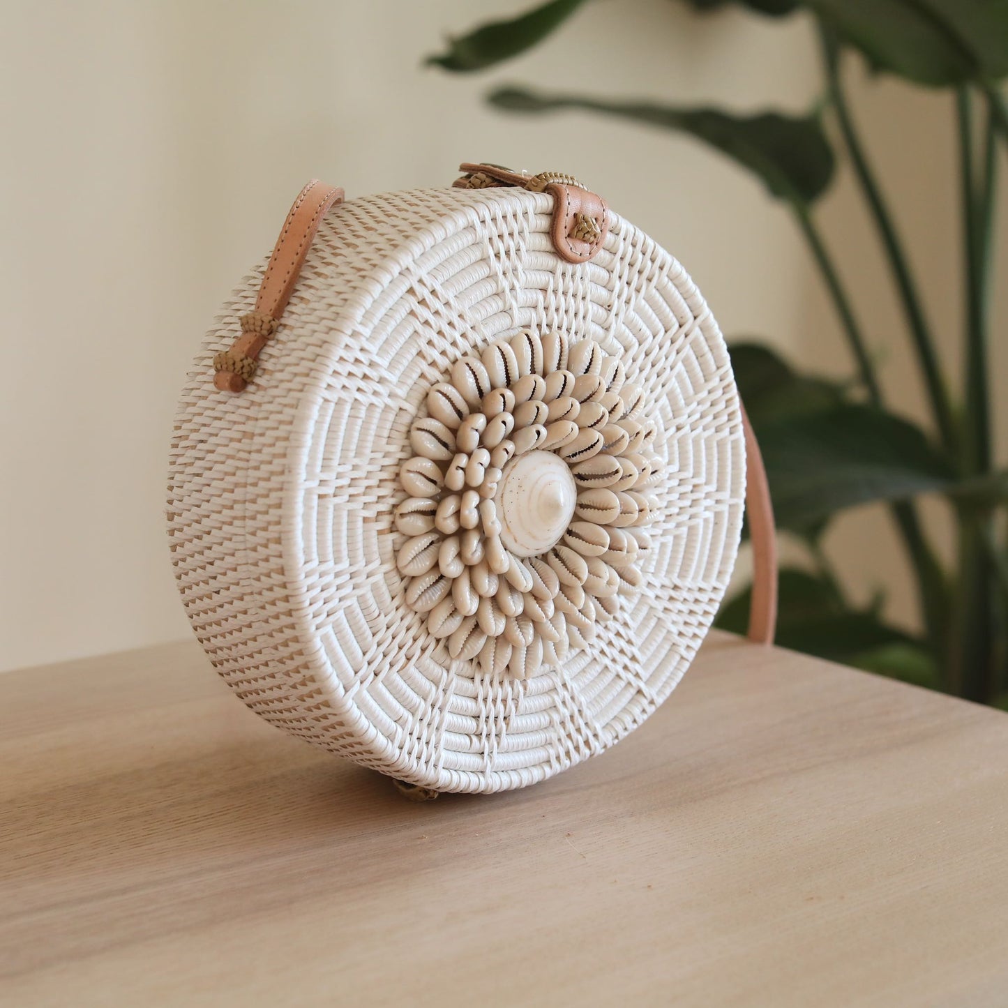 Bali Seashell Rattan Crossbody Bag - Ava