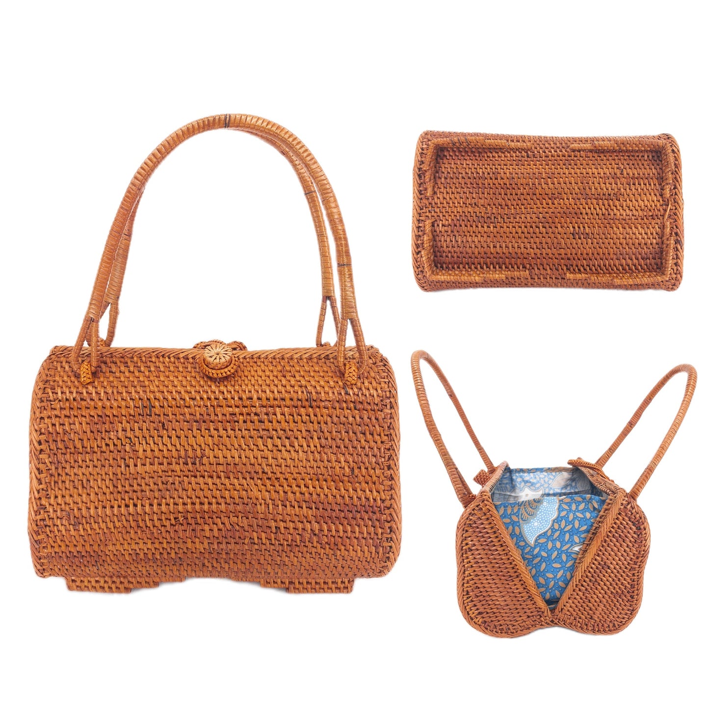 Bali Rattan Handbag - Guava