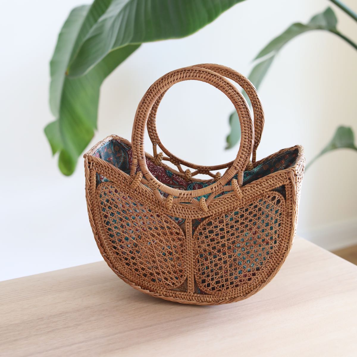 Bali Rattan Handbag - Tulip