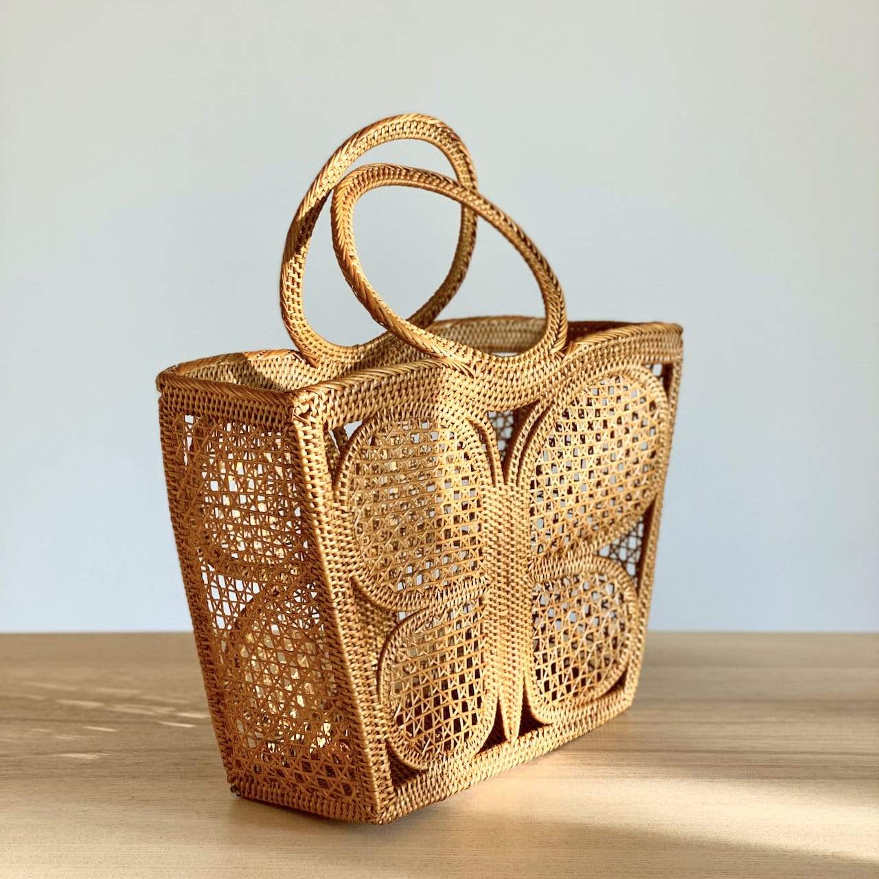 Bali Rattan Handbag - Butterfly