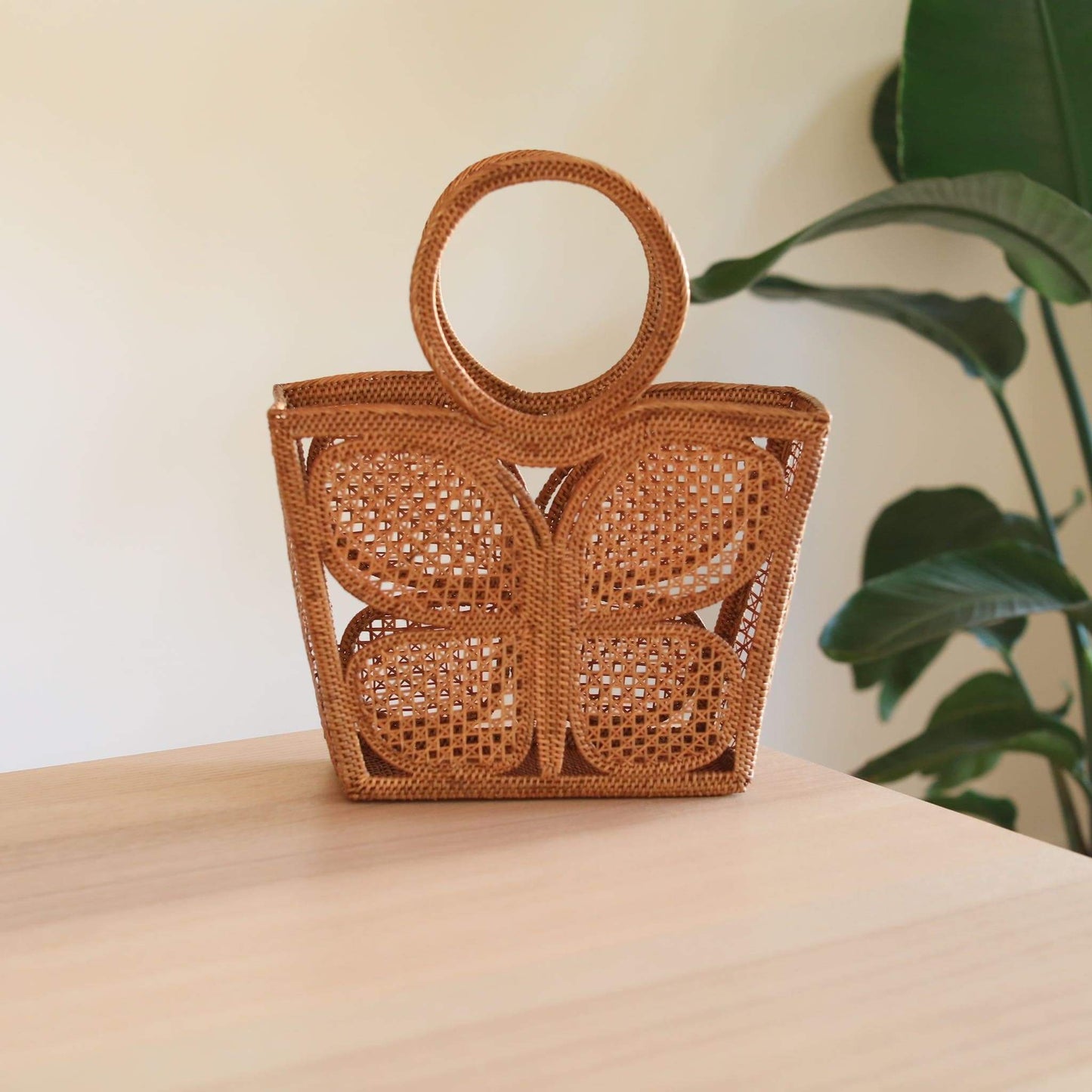 Bali Rattan Handbag - Butterfly