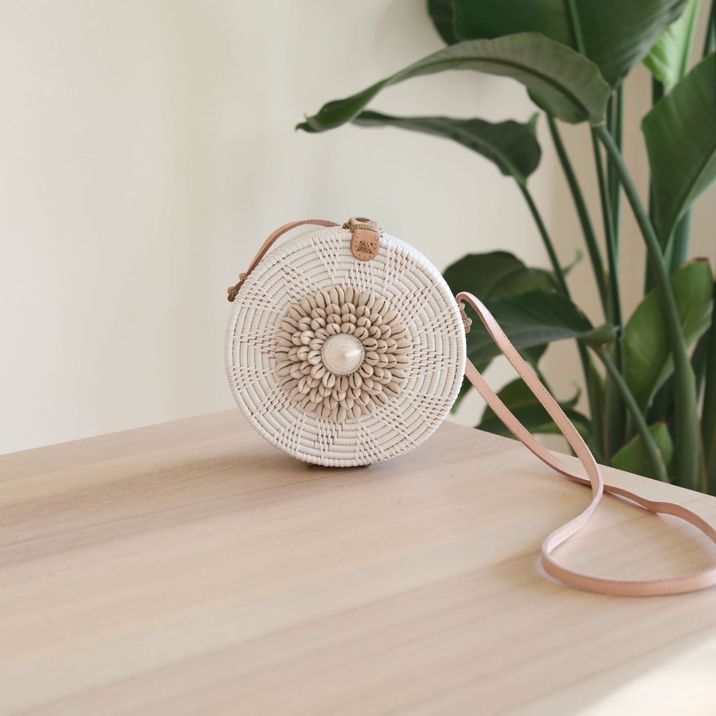 Bali Seashell Rattan Crossbody Bag - Ava